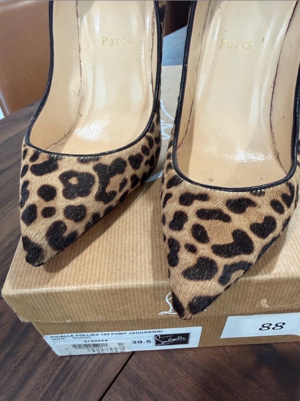 Christian Louboutin Leopard Calf Hair Pointed Toe Pumps with Red Sole - Picture 7 of 16